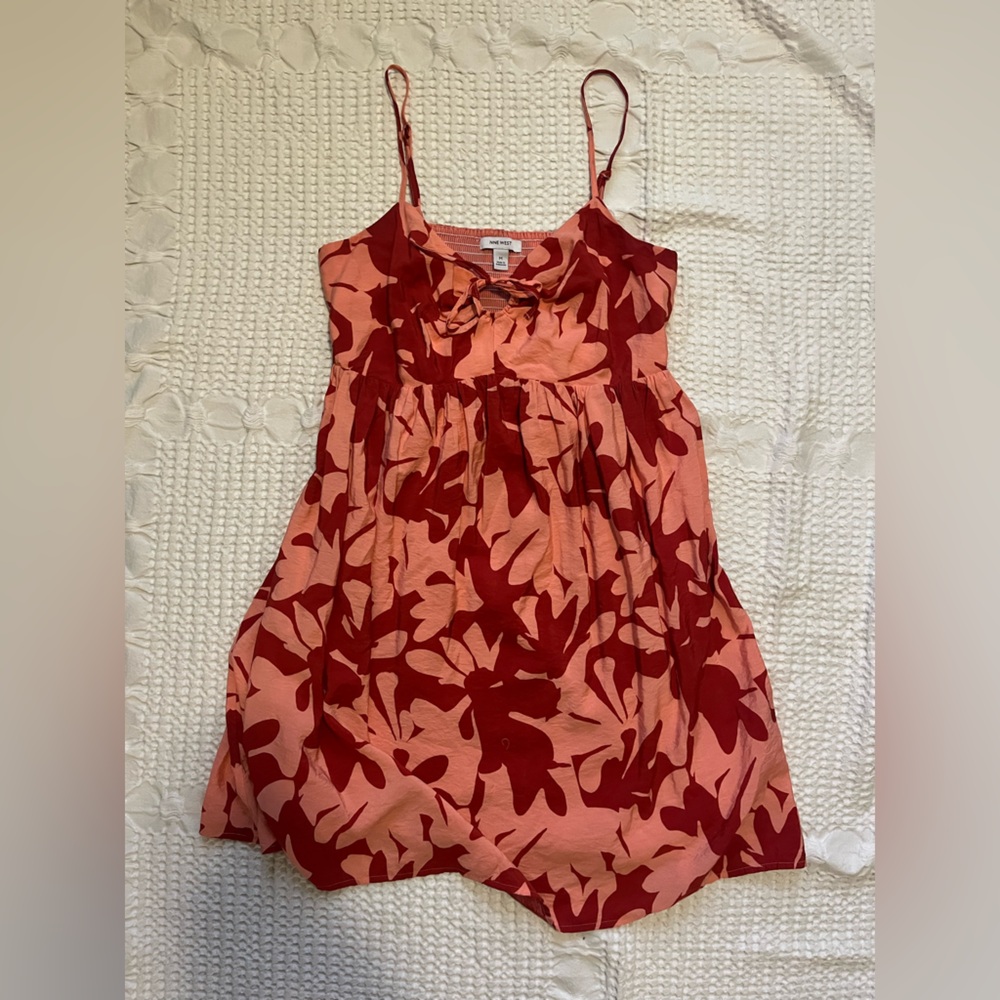 Nine West Pink and Red Floral Printed Mini Dress